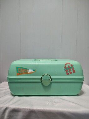 Vintage Caboodles Mint Green Makeup‎ Case Organizer 80s 90s Retro w Mirror